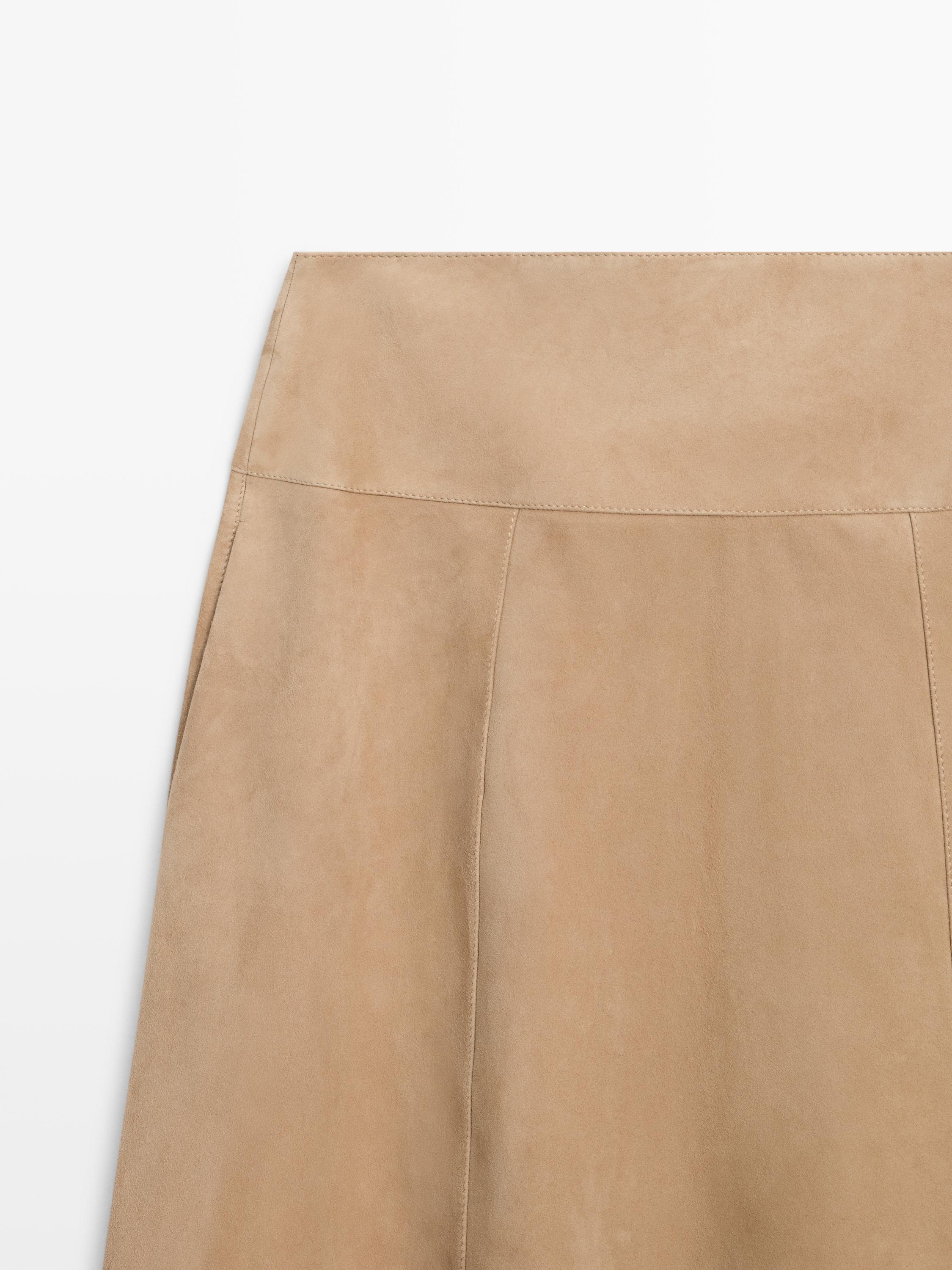 Jupe à ceinture en cuir et daim